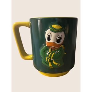 🦆 UNIVERSITY OF OREGON GO DUCKS 3D MASCOT LOGO COFFEE MUG CUP GREEN GOLD 4.5"
